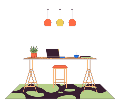 Home office modern furniture  Illustration