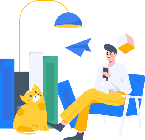 Home office set up by employee  Illustration