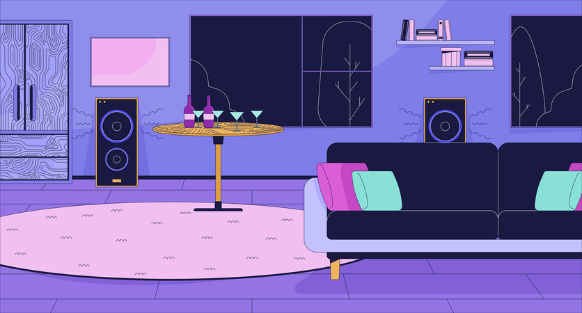 Home party in living room  Illustration