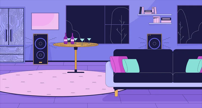 Home party in living room  Illustration