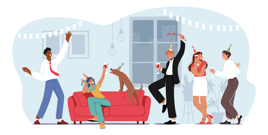 Home Party with Friends  Illustration