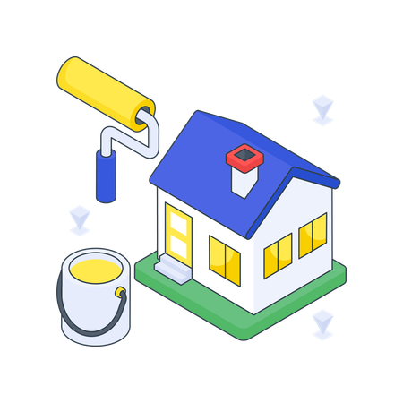 Home Renovation or House painting  Illustration