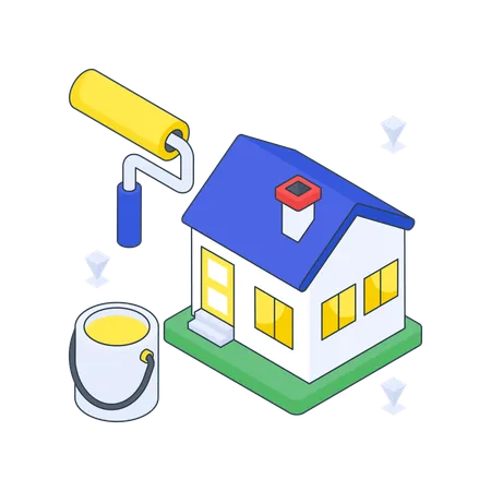 Home Renovation or House painting  Illustration