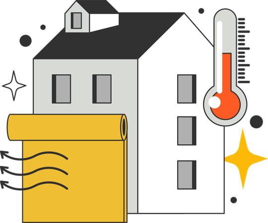 Home temperature and heat waves  Illustration