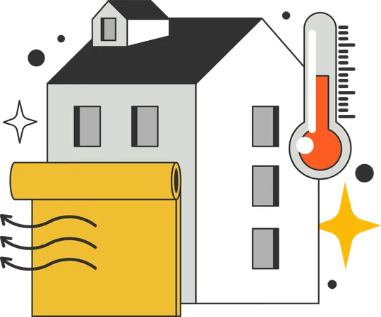 Home temperature and heat waves  Illustration