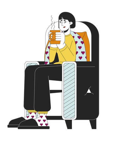 Home treatment influenza  일러스트레이션