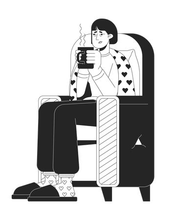 Home treatment influenza  일러스트레이션