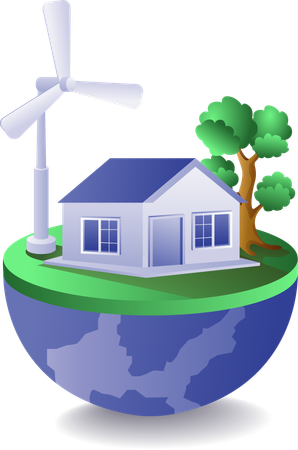 Home windmill eco green  Illustration