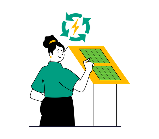Home with solar panels  Illustration