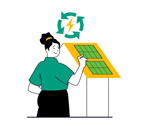 Home with solar panels  Illustration