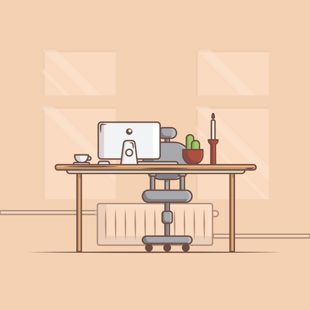 Home Working Desk Illustration