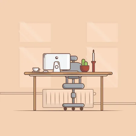 Home Working Desk  イラスト