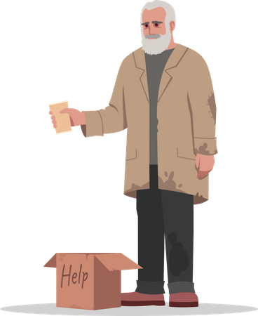 Homeless man beg for money  Illustration