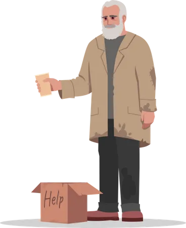 Homeless man beg for money  Illustration