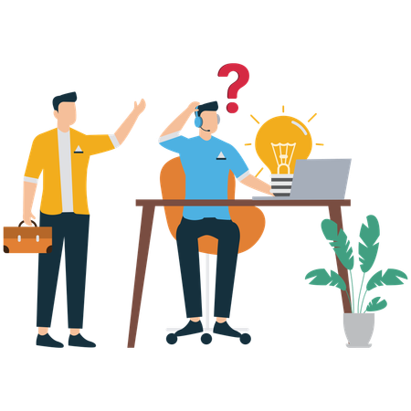Homem aconselhando sobre estratégia de trabalho remoto  Ilustração