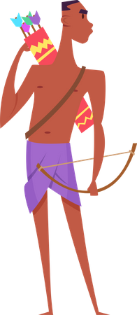 Homem africano com arco e flecha  Ilustração