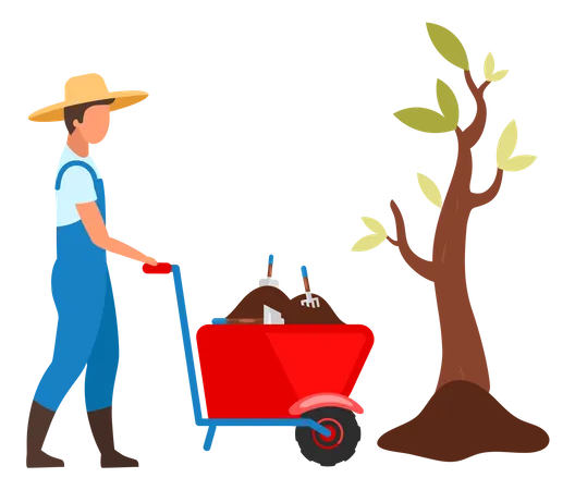 Jardinagem masculina do agricultor  Ilustração