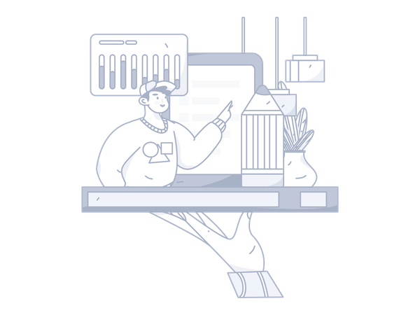 Homem analisando dados de negócios  Ilustração