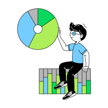 Homem analisando gráfico  Ilustração