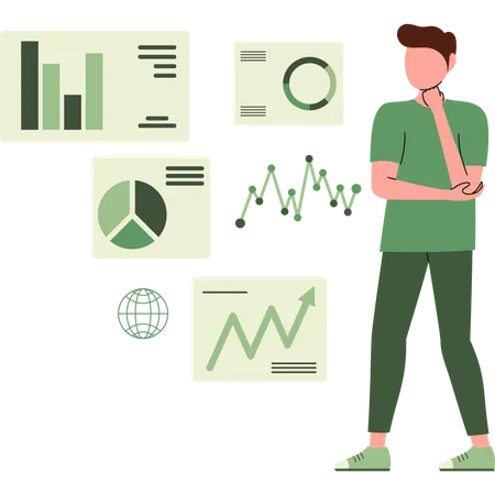 Homem analisando gráfico de negócios  Ilustração