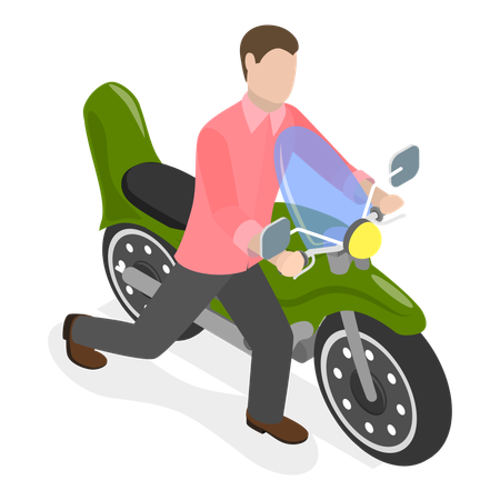 Homem andando de moto  Ilustração