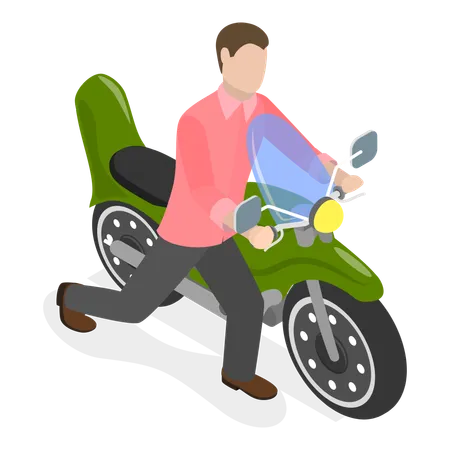 Homem andando de moto  Ilustração