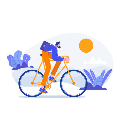 Homem andando de bicicleta  Ilustração