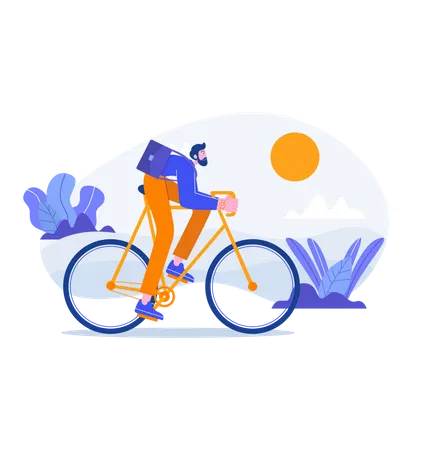 Homem andando de bicicleta  Ilustração