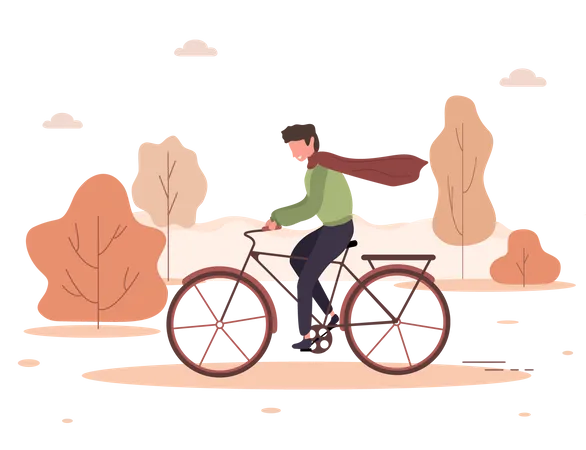 Homem andando de bicicleta  Ilustração