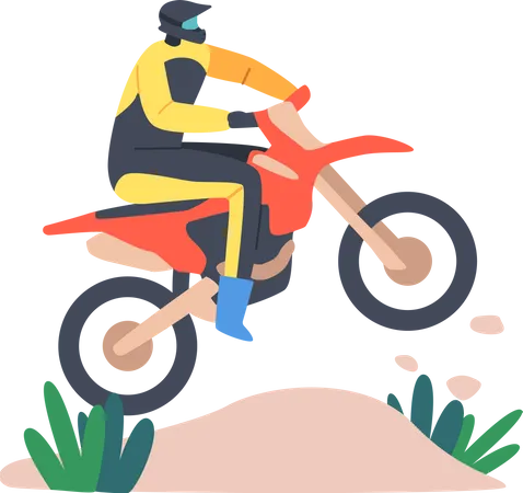 Homem andando de bicicleta e fazendo acrobacias radicais  Ilustração