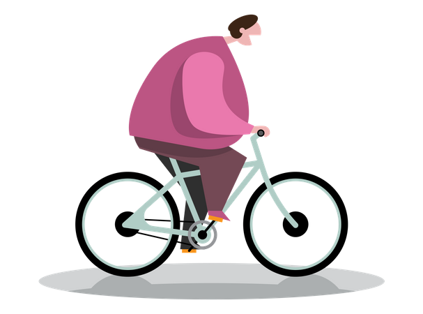 Homem andando de bicicleta para perder peso  Ilustração