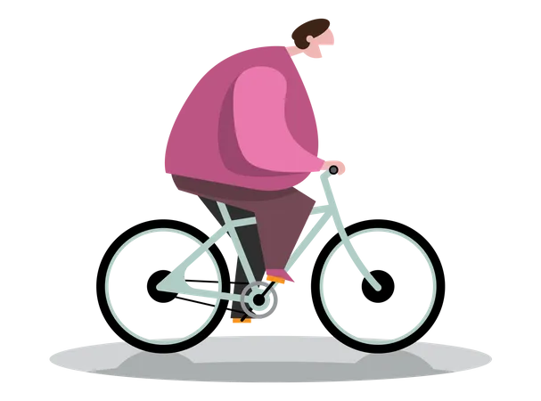 Homem andando de bicicleta para perder peso  Ilustração