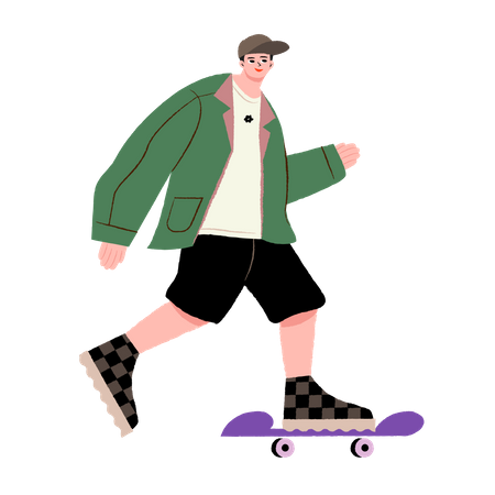 Homem andando de skate  Ilustração