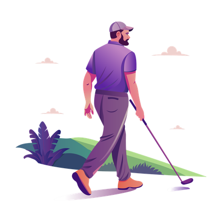 Homem caminhando Golfista  Illustration