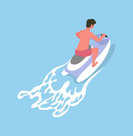 Homem andando de jet ski  Ilustração