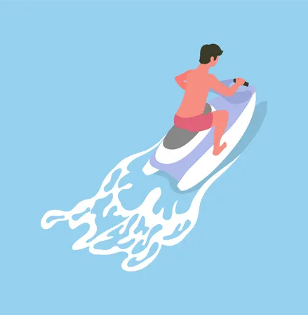 Homem andando de jet ski  Ilustração