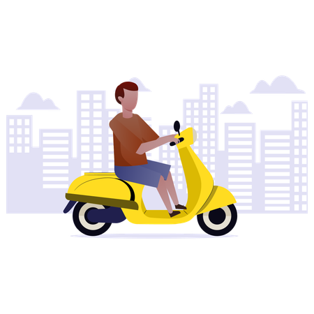 Homem andando de scooter  Ilustração