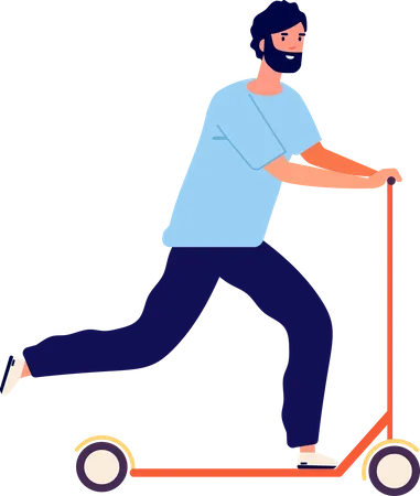 Homem andando de scooter  Ilustração