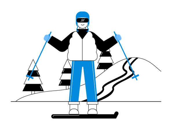 Homem praticando snowboard  Ilustração