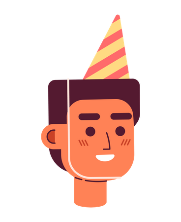 Homem animado usando chapéu de festa de aniversário  Ilustração