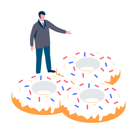 Homem apontando donut  Illustration