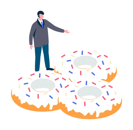 Homem apontando donut  Illustration