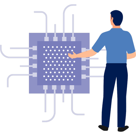 Homem apresentando processamento de dados  Ilustração