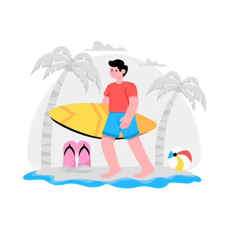 Homem aproveitando as férias de verão  Ilustração