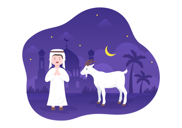 Homem árabe com cabra  Ilustração