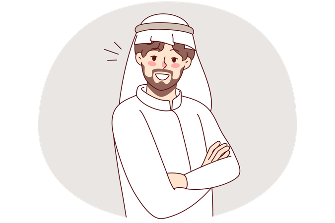 Homem árabe em thobe  Ilustração