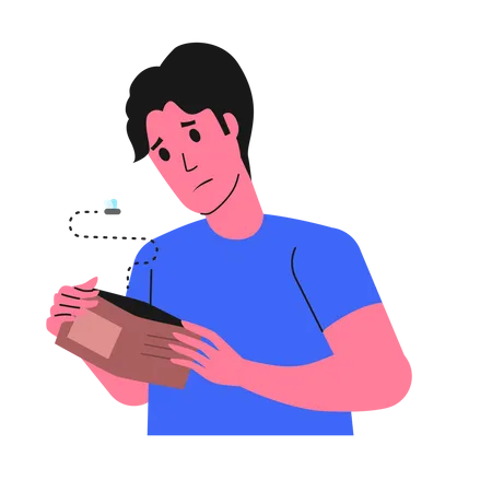Homem assistindo carteira vazia  Ilustração