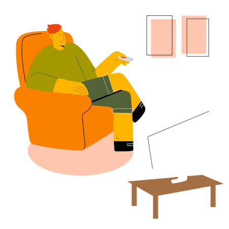 Homem assistindo tv  Ilustração