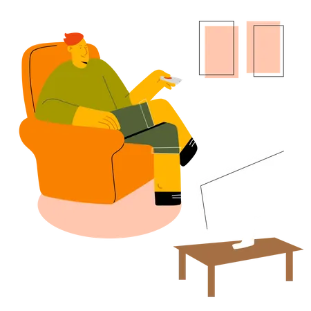 Homem assistindo tv  Ilustração