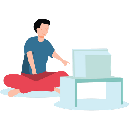 Homem assistindo tv  Ilustração